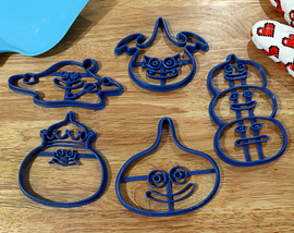 Dragon Quest Slime Cookie Cutters- King Slime, Liquid Slime, Slime Stack, Dark Slime, Slime