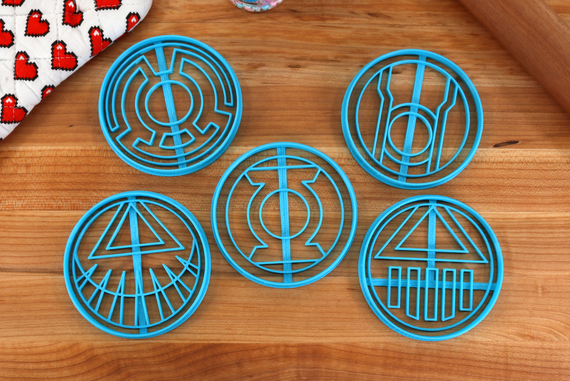 DC Heroes Lantern Corp Symbols Cookie Cutters - Green Lantern, Yellow Lantern, White Lantern, Black Lantern, Red Lantern