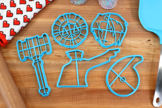 Phoenix Wright Cookie Cutters- Edgeworth, Judge Gavel, Maya Magatama, Phoenix Attorney Badge, Phoenix Point