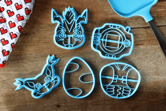 Digimon Digivice Cookie Cutter Set - DigiEgg, Digimon, Tentomon, Gomamon, Gatomon - LootCaveCo