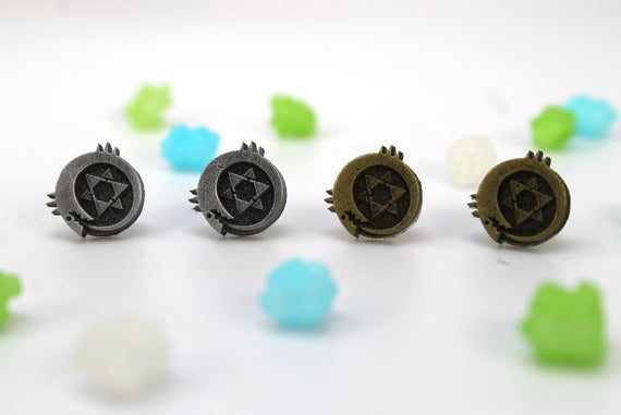 Full Metal Alchemist Ouroboros Symbol Earrings Stainless Steel Stud for FMA Cosplay-Homunculi