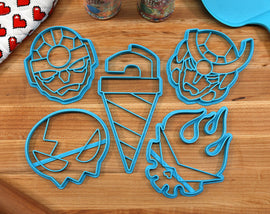 Gurren Lagann Cookie Cutters - Core Drill, Small Gurren, Gurren Lagann Head, Kamina Symbol, Yoko Symbol - Gurren Lagann Gift