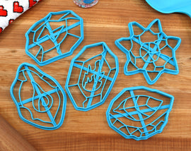 Elemental Evolution Stone Cookie Cutters - Sun Stone, Leaf Stone, Thunder Stone, Fire Stone, Water Stone - Video Game Gift