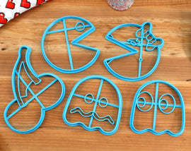 Pacman Symbols Cookie Cutters - Pacman, Ms Pac Man, Ghost, Cherry Powerup - Pacman Gift / Pacman Baking
