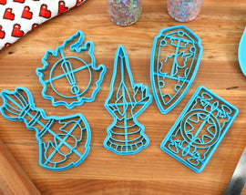 FFXIV Key Symbols Cookie Cutters -Astrologian Card Back, Haurchefant Shield, Aetheryte, Fantasia, Main Quest Icon FF14 Baking