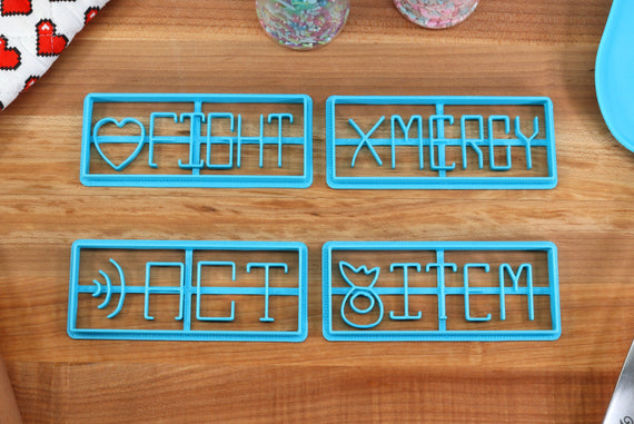 Undertale Cookie Cutters Battle Options- Mercy, Fight, Item, Act  - Undertale /  Baking Gift