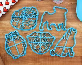 Pug Cookie Cutters - Comfy Pug, Pug Face, Pug Outline, Pugtoro, Sitting Pug - Gift for Pug Owner