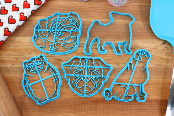 Pug Cookie Cutters - Comfy Pug, Pug Face, Pug Outline, Pugtoro, Sitting Pug - Gift for Pug Owner