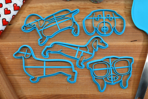 Dachshund Cookie Cutters - Dachshund Stack, Dachshund  Face, Dachshund Outline, Dachshund Glasses  - Gift for Dachshund  Owner