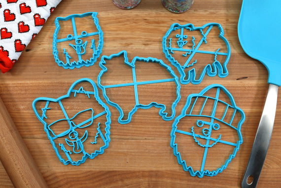 Pomeranian Cookie Cutters - Pomeranian Outline, Pomeranian Stack, Pomeranian Face  - Gift for Pomeranian  Owner