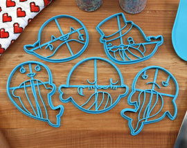 Cute Whale Cookie Cutters - Dapper Whale, Hug Whale, Sad Whale, Smiling Whale, UwU Whale - Gift for Whale Lover