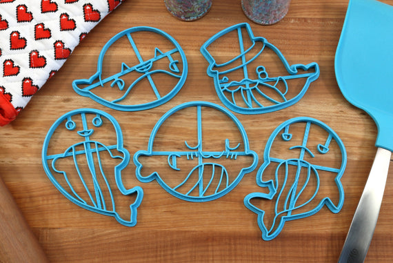 Cute Whale Cookie Cutters - Dapper Whale, Hug Whale, Sad Whale, Smiling Whale, UwU Whale - Gift for Whale Lover