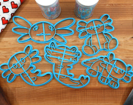 Cute Axolotl Cookie Cutters - Heart Tail Axolotl, Sad Axolotl, Sitting Axolotl, Smiling Axolotl, Swimming Axolotl - Axolotl Gift Idea