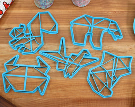 Origami Cookie Cutters - Origami Crane, Origami Bear, Origami Squirrel, Origami Crab, Origami Bear - Origami Gift idea