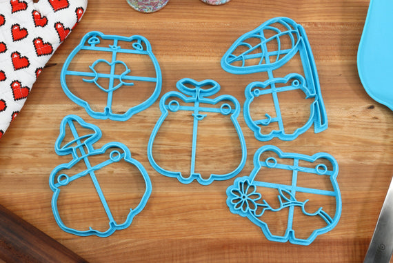 Cute Frogs Cookie Cutters - Flower Frog, Heart Frog, Umbrella Frog - Gift for Frog Lovers
