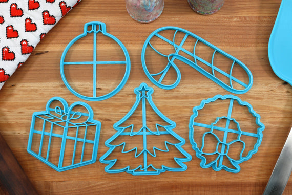 Christmas Cookie Cutters - Christmas Wreath, Christmas Tree, Christmas Present, Christmas Ornament, Christmas Candy Cane - Holiday Cookie