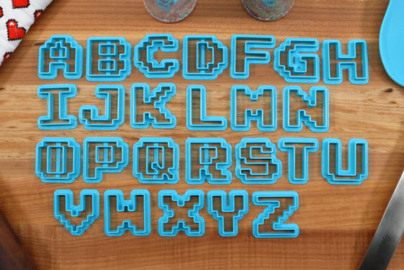 Pixel FONT Cookie Cutters - RPG Menu Text, Fondant Letters, Letters for Cake decorating
