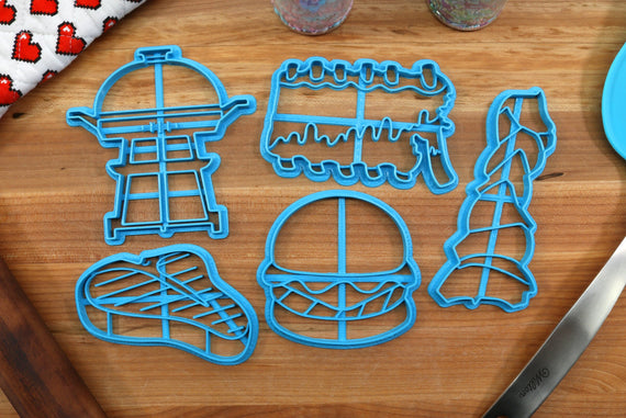 Grilling Cookie Cutters - Steak, Ribs, Kebab, Hamburger, Grill - Fathers Day Cookie