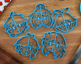 Genshin Impact Cookie Cutters Chibi Faces Set 1- Aether, Amber, Kaeya, Lumine, Paimon