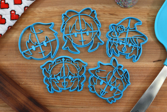 Genshin Impact Cookie Cutters Chibi Faces Set 2 - Barbara, Kokomi, Mona, Tartaglia, Xingqiu