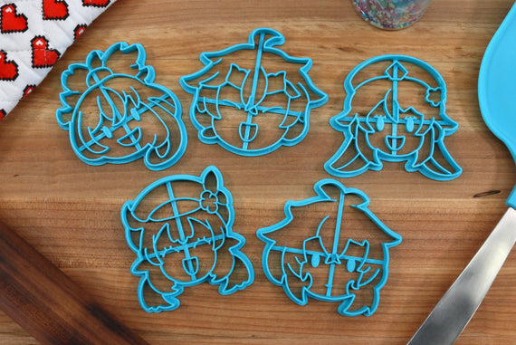 Genshin Impact Cookie Cutters Chibi Faces Set 3 - Diluc, Hu Tao, Klee, Thoma, Yoimiya
