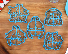 Genshin Impact Cookie Cutters Chibi Faces Set 5 - Albedo, Ningguang, Noelle, Razor, Zhongli