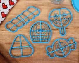 Halloween Candy Cookie Cutters - Candy Corn, Caramel Apple, Eyeball Candy, Rock Candy, Spooky Truffle - Kawaii Halloween