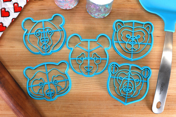 Powerful Bear Cookie Cutters - Black Bear, Panda, Brown Bear, Polar Bear, Spectacled Bear - Bear Gift Idea
