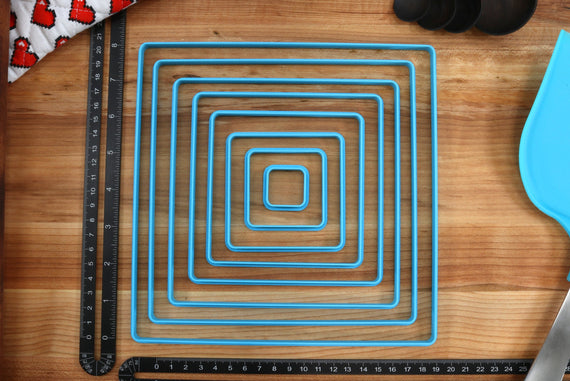 XL Square Cookie Cutters - 8 in through 1 In Concentric All Sizes included - Square Cakes or Cookie Towers