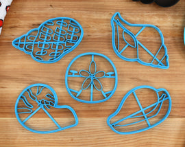 Seashell Cookie Cutters - Babylon Shell, Sand Dollar, Nautilus, Tulip Conch, Egg Crownie - Beach Gift IDea