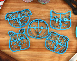 Owl Cookie Cutters - Barn Owl, Eastern Screech-Owl, Eurasian Eagle-Owl, Great Horned Owl, Long-Eared Owl