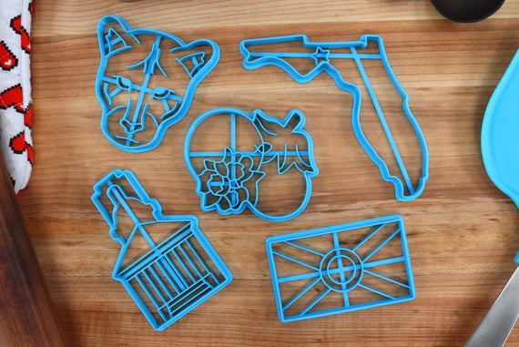 Florida Cookie Cutters - Florida Outline, Florida Panther, Florida Flag, Orange Blossom, Florida Capital - Florida Fan Gift