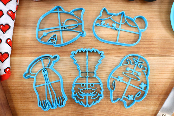 FFXIV Minion Cookie Cutters Set 2 - Fat Cat, Spriggan, Wee-Ea, Goobbue, Major General - FF14
