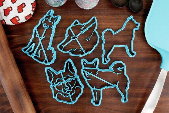Norwegian Buhund Spaniel Cookie Cutters - Norwegian Buhund Stack, Norwegian Buhund Face, Norwegian Buhund Owner