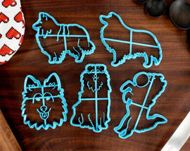 Rough Collie Cookie Cutters - Rough Collie Stack, Rough collie Outline, Rough collie Face, Rough Collie Frisbee - Rough Collie Gift