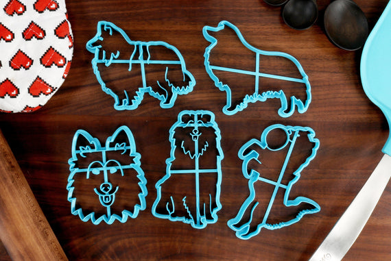 Rough Collie Cookie Cutters - Rough Collie Stack, Rough collie Outline, Rough collie Face, Rough Collie Frisbee - Rough Collie Gift