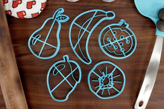 Tasty Fruit Cookie Cutters - Banana, Kiwi, Mango, Pear, Pomegranate - Fruit Cookie Cutters