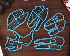 Dinosaur Skulls Cookie Cutters - Allosaurus, Dilosaurus, Stegosaurus, T-Rex, Triceratops - Gift for Dinosaur Lover or Fan