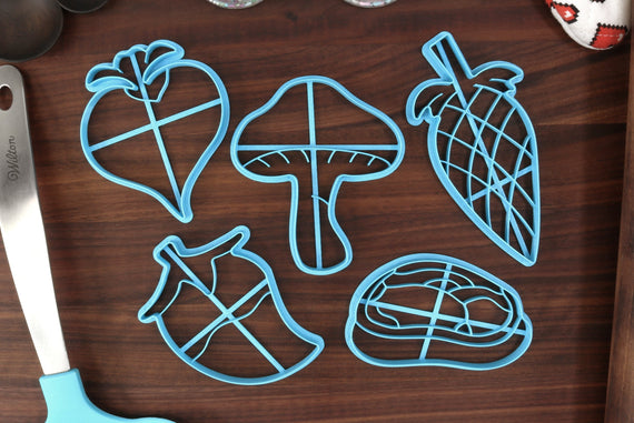 Tears of The Kingdom Food Items Cookie Cutters - Radish, Thistle, Meat, Spicy Pepper, Stamella Shroom - LoZ Zelda