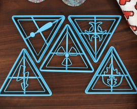 Hazard Symbols Cookie Cutters - Biological Waste, Active Electrical Current, Flammable Warning, Radiation Risk, Warning Sign