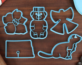 North Dakota Cookie Cutters - Bear Honey Jar, Flickertail, North Dakota Outline, Snow Angel, Wild Prairie Rose - ND State Fan