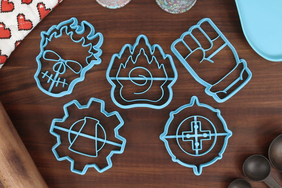 RPG Classes Cookie Cutters, Set 2 - Artificer, Cleric, Druid, Monk, Necromancer - Class Symbols Cookie Cutter