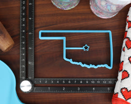 Oklahoma Cookie Cutters - Oklahoma State Outline, Cowboy with Bandana, Rose Cutter, Scissor-Tailed Flycatcher, Shopping Cart - OK Gift Idea