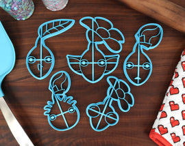 Plant Minions Species, Set 1 - Cookie Cutters - Blue Ones, Purple Ones, Red Ones, White Ones, Yellow Ones - Tiny Treasure Hunters Cutters