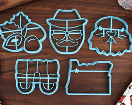 Oregon Cookie Cutters - American Beaver, Hazelnut Cluster, Hipster Face, Oregon Outline, Pioneer Wagon - OR Gift Idea