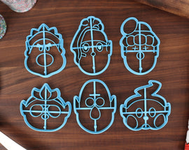 Plant Minions Character, Set Two - Cookie Cutters - Bernard, Collin, Dingo, Russ, Shepherd, Yonny - Tiny Treasure Hunters Cutters