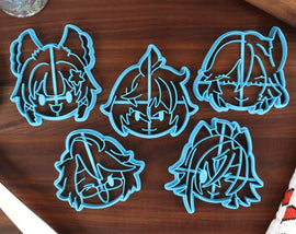 Genshin Impact Cookie Cutters - Chibi Faces Set 14 - Baizhu, Dehya, Kaveh, Kirara, Mika - Fontaine Teyvat Merch