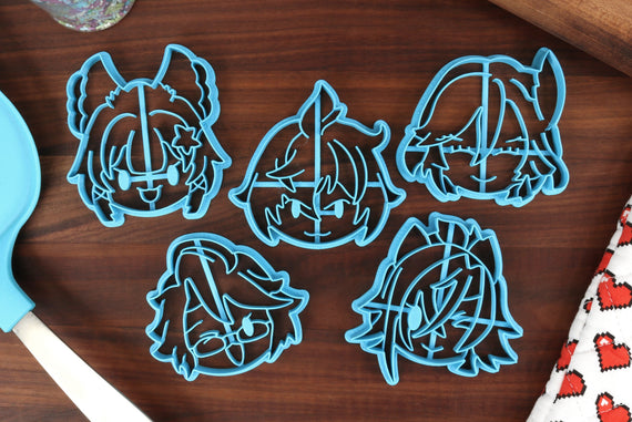 Genshin Impact Cookie Cutters - Chibi Faces Set 14 - Baizhu, Dehya, Kaveh, Kirara, Mika - Fontaine Teyvat Merch