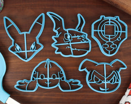 Digimon Cookie Cutters - D-Ark Digivice, Guilmon, Renamon, Terriermon, Yarmon - Digimon Adventure Cookies