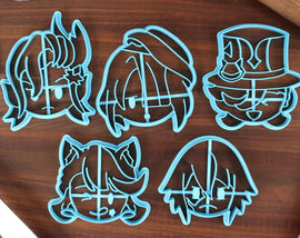 Genshin Impact Cookie Cutters - Chibi Faces Set 15 - Dainsleif, Freminet, Lynette, Lyney, Neuvillette